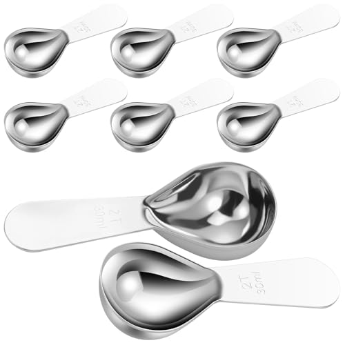 8pcs Edelstahl gemahlenen Kaffee Messen Sie Schaufel mit klarem Maßstab rostsicherer Kurzgriff Tee Messlöffel für Gewürze Mehl Zucker(silber) von Jokapy
