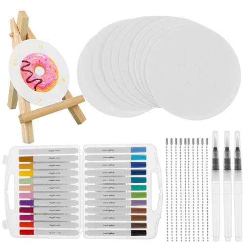 Magic Puffy Paint Set, 3D DIY Foam Texture Painting Paper mit 24Farbmarker 10Perlenketten 3Puffy Stifte Mini-Staffelei, 3D Drawing Magic Canvas Sponge Magisches Schaumstoff Textur Malset für Kinder von Jokapy