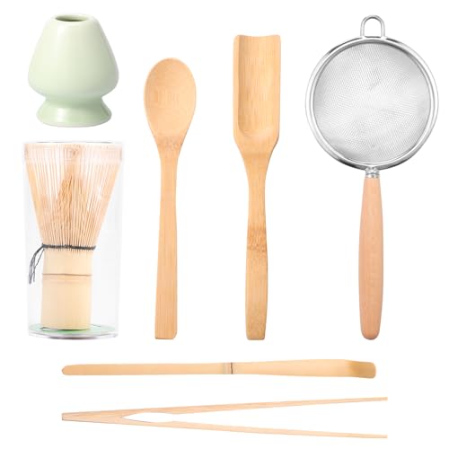 Matcha Set, 7-teiliges Matcha Besen Set mit Matcha Zubehör Matcha Löffel Teespatel Matcha Schneebesen Matcha Besenhalter Matcha Sieb Clip, Matcha Whisk Traditionell Matcha Tea Set für Teeliebhaber von Jokapy