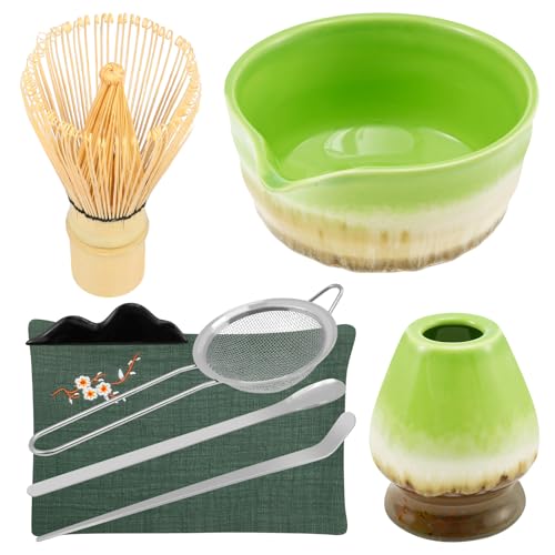 Matcha Set,Matcha Besen Set 8-teiliges mit Matcha Zubehör Schale 2 Matcha Löffel Matcha Schneebesen Matcha Besenhalter Matcha Sieb Teetuch,Matcha Whisk Traditionell Matcha Tea Set für Teeliebhaber von Jokapy