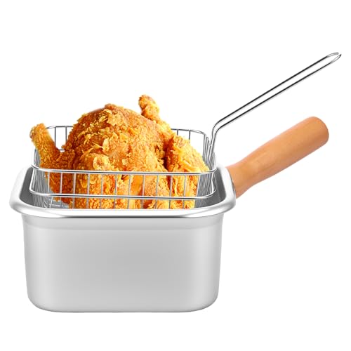 Square Frittyer Pot mit Korb Edelstahl tragbarer Chip Frittingpfanne Schnelle Heizungsküchen Vorräte für Französisch Pommes(B) von Jokapy