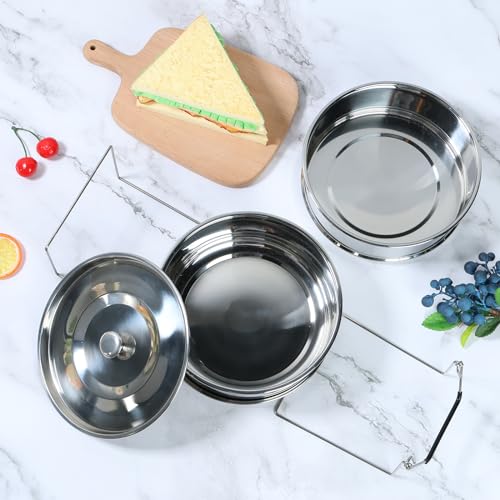 Stapelbare Dampfer -Einsatzpfannen mit Griff Deckel 304 Edelstahl Stapelstapelstapel im Topf Einsatz Doppelschicht Stapelbein Pfannen (1,3qt+1,1qt) Dampf -Einsatz zum Backen von Lasagna Food Dampfer x von Jokapy