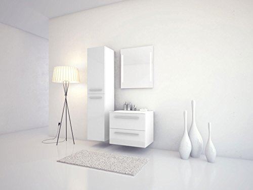 Sieper I Badmöbel Set Libato, Waschtisch mit Unterschrank 60 x 50 cm, Hochschrank und Badspiegel I Weiß von Jokey