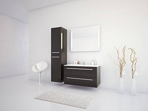 Sieper I Badmöbel Set Libato, Waschtisch mit Unterschrank 90 x 50 cm, Hochschrank und Badspiegel I Anthrazit von Jokey