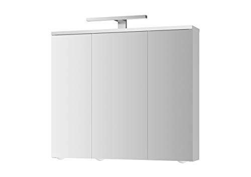 Jokey Spiegelschrank Arda mit LED Beleuchtung 72,2 cm breit, Badezimmer Spiegelschrank aus MDF, inkl. Steckdose | Weiß von Jokey