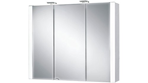 Jokey Spiegelschrank Jarvis 80 cm breit, Badezimmer Spiegelschrank aus MDF, mit LED Beleuchtung und Steckdose | Weiß von Jokey