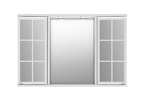 Jokey Spiegelschrank Nia 90 cm breit. Badezimmer Spiegelschrank mit LED Spots. 2-türig mit Türgriffe aus Kunststoff von Jokey