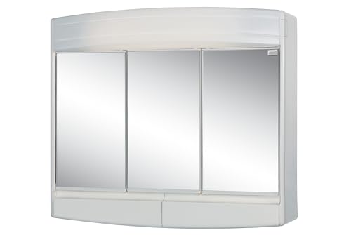 Sieper Spiegelschrank Topas Eco mit LED Beleuchtung 60 cm breit, Kunststoff Spiegelschrank in Weiß inkl. Steckdose von Jokey