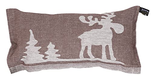 Jokipiin | 1 Saunakissen Lieblingskissen Reisekissen | Design: Elch | Maße: 40 x 22 cm, Leinen/Baumwolle | hergestellt in Finnland (braun/weiß) von Jokipiin Pellava