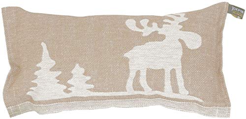 Jokipiin | 1 Saunakissen Lieblingskissen Reisekissen | Design: Elch, beige/weiß | Maße: 40 x 22 cm, Leinen/Baumwolle | schadstofffrei Ökotex 100 | hergestellt in Finnland von Jokipiin Pellava