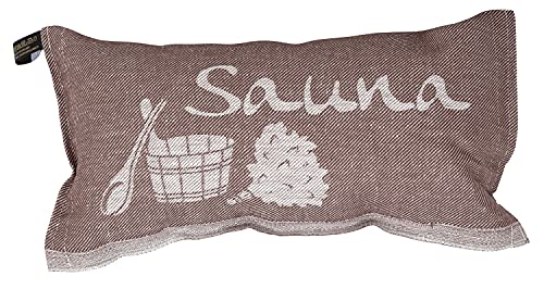 Jokipiin Pellava Jokipiin 1 Saunakissen, Reisekissen, Motiv: Sauna, Maße: 40 x 22 cm, Leinen/Baumwolle, ungiftig, Kotex 100, hergestellt in Finnland, Braun/Weiß von Jokipiin Pellava