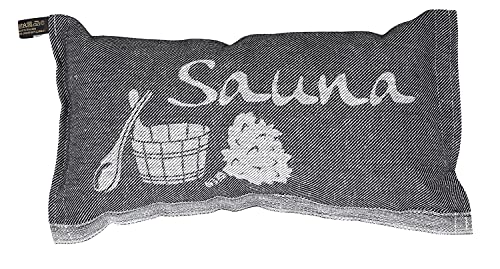 Jokipiin | 1 x Saunakissen Lieblingskissen Reisekissen | Design: Sauna | Größe: 40x22 cm, Leinen/Baumwolle | schadstoffgeprüft Ökotex 100 | Made in Finnland (Schwarz/Weiß) von Jokipiin Pellava