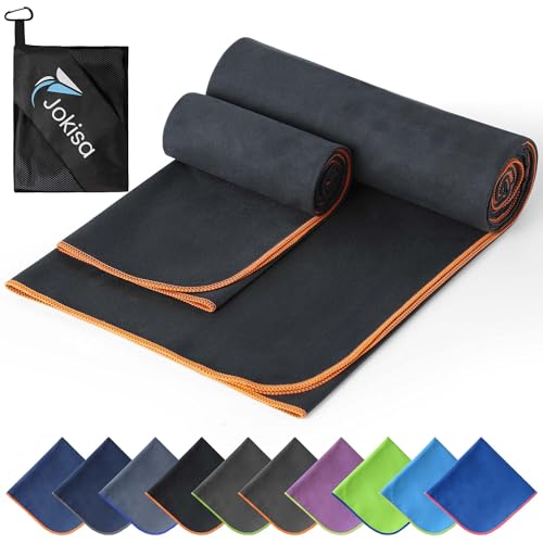 2 Stück Mikrofaser Handtuch Set (180x90cm Badetuch Groß+100x50cm Sporthandtuch), Schnell Trocknend und Kein Sand Strandhandtuch, Microfaser Handtücher für Fitness,Strand, Fitnessstudio, Camping von Jokisa