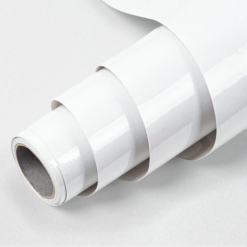Klebefolie Möbel 40cmX3m,Möbelfolie Selbstklebend Hergestellt aus Hochwertigem PVC, Wasser- und Ölbeständig,Küchenfolie Selbstklebendfür Möbel Küchenschränke Fensterbank weiße von Jokisa