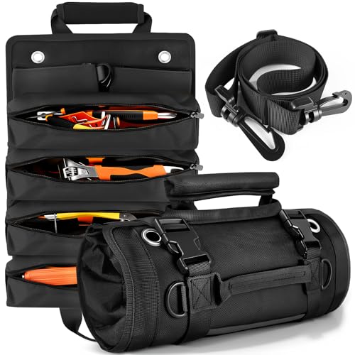 Aufrollbare Werkzeugtasche, tragbarer Oxford-Tuch-Organizer mit abnehmbaren Taschen, Werkzeug-Organizer-Tasche, Mehrzweck-Werkzeug-Roll-Organizer für Mechaniker, Elektriker und Heimwerker Aufrollbare Werkzeugtasche, tragbarer Oxford-Tuch-Organizer mit abnehmbaren Taschen, Werkzeug-Organizer-Tasche, Mehrzweck-Werkzeug-Roll-Organizer für Mechaniker, Elektriker und Heimwerker von Jokureao