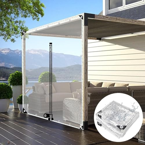 Durchsichtige Outdoor Planenvorhänge Mit Reißverschluss,Pergola Pavillon Terrasse Veranda Carport 0,5mm Pvc Transparente Plane Seitenteil,Wasserdichte Abdeckplanen Mit Ösen,L×H-3*2.2m(9.8*7.2ft) von Jolan