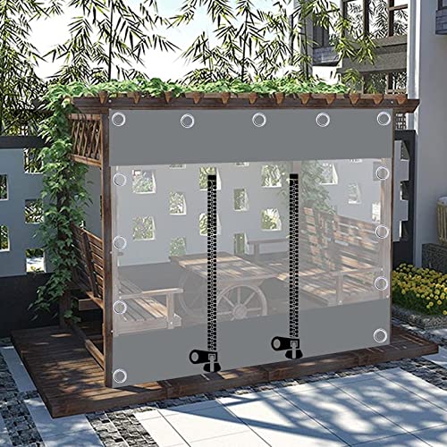 Durchsichtige Planenvorhänge Für Den Außenbereich,0,3mm Wasserdichte Pvc Plane Mit Ösen,Pergola,Veranda,Pavillon,Transparente Seitenteile,Wetterfest,Mit Reißverschluss,L×H-5.3*2.5m(17.4*8.2ft) von Jolan