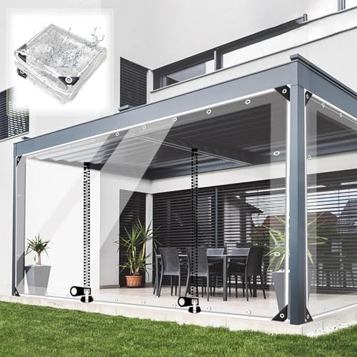 Pvc Wasserdicht Transparent Plane Seitenteil Mit Reißverschluss Tür,Outdoor Durchsichtige Plane Vorhänge Mit Ösen,Pergola Pavillon Carport Veranda Regen Vorhänge,Anpassbar,L×H-2.8×2m(9.2*6.6ft) von Jolan