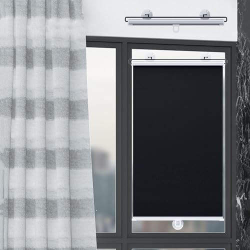 Saugnapf Verdunklungsrollo Für Fenster 30cm 35cm 40cm 50cm 58cm 60cm 68cm Breit,Einziehbare Sonnenschutzrollos,Verdunkelungsvorhänge,Tragbare Temporäre Jalousien,Ohne Bohren,W×H-50 * 100cm(20 * 39in) von Jolan