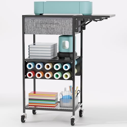 Bastelwagen und Organizer-Tisch, kompatibel mit Bastelschneidemaschinen, Roll-Organizer mit Schublade und Vinyl-Rollenhalter, Basteltisch, Arbeitsplatzhalter für Bastelraum, Heimbüro, Schwarz Bastelwagen und Organizer-Tisch, kompatibel mit Bastelschneidemaschinen, Roll-Organizer mit Schublade und Vinyl-Rollenhalter, Basteltisch, Arbeitsplatzhalter für Bastelraum, Heimbüro, Schwarz von Jolensoy