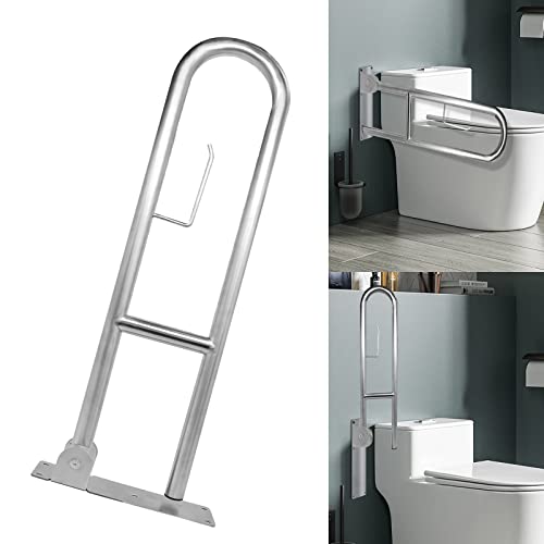 WC Haltegriff Klappbar 70CM Wandstützgriff Aufstehhilfe Stützhilfe Edelstahl Stützklappgriff Haltegriff Mit Toilettenpapierhalter Anti-Rutsch für Behinderte, ältere Menschen und Schwangere von JoliJour