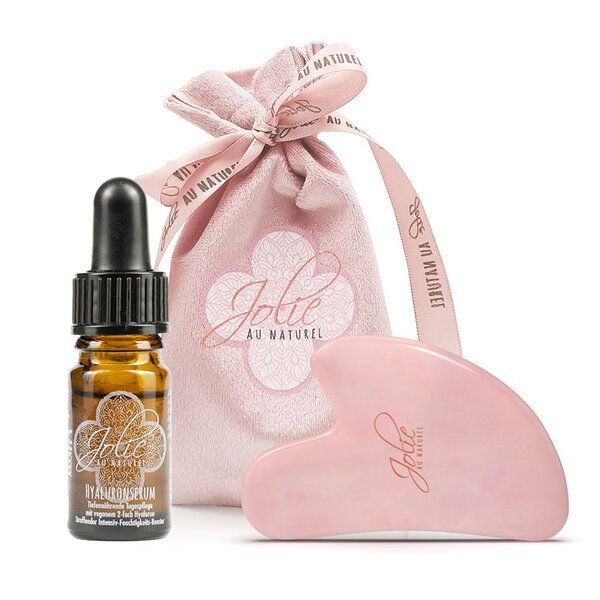 Jolie au naturel Gua Sha Stein Rosenquarz I Hyaluron Serum I vegan I Vitamin C I Bestseller von Jolie au naturel