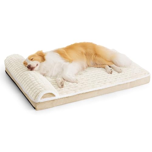 Jolifield Orthopädisches XL-Hundebett, groß, mit Kissen, 121,9 x 76,2 cm, wasserdicht, weich, bequem, Eierkisten-Schaumstoff-Matte mit abnehmbarem, waschbarem Bezug und rutschfester Unterseite von Jolifield