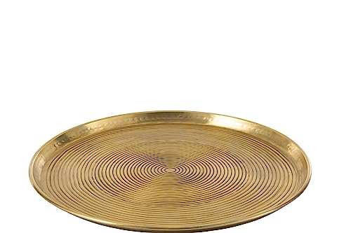 J-Line Tablett, rund, Ringe, Aluminium, goldfarben, groß, 60 cm von Jolipa