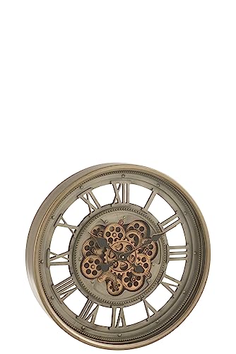 Jolipa Uhr, römische Zahlen, Mechanismus, Glas, Antikgold, Grau, 60 x 11 x 60 cm von Jolipa