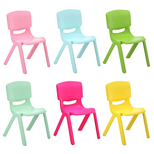 Jolitac 6er Stapelbar Stuhl Kinderstuhl mit Rückenlehne Plastik Stühle Set für Indoor und Outdoor geeignet, bis 70 kg belastbar von Jolitac