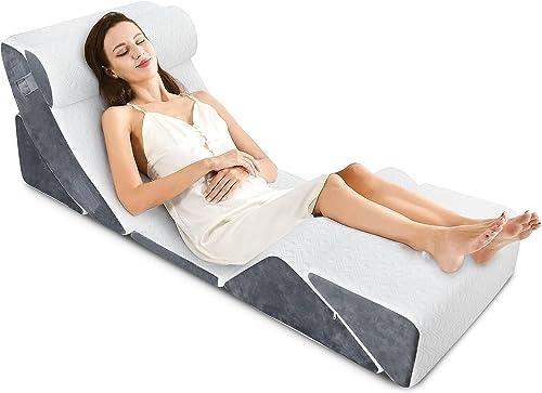 Jolitac 6tlg Keilkissen Set Bettkeil Kissen, Memory Foam Lesekissen Rückenstützkissen Beinkissen zum Relaxen, Ergonomisch für Sitzen, Lesen, Rückenschmerzen, Beinschmerzen Kissen für Bett Couch Sofa von Jolitac