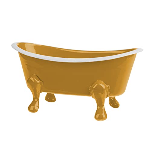 Rustikale Emaille 1 Stück 14 cm Metall Clawfoot Mini-Badewannen-Seifenschale Mini-Badewannendekoration Clawfoot Wanne Seife Caddy Kollektion (Senf) von Jolitee