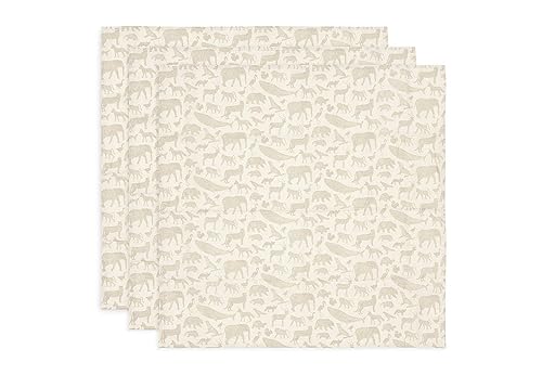Jollein 535-851-67044 Mulltücher/Swaddle 3er Set Animals Nougat (70x70cm) von Jollein
