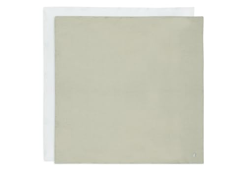 Jollein Musselin Tuch Baby - Olive Green/Ivory - 2er Pack - 115x115cm - 100% Baumwolle - Oeko-TEX Zertifiziert - Spucktuch Baby - Olivgrün/Elfenbeinfarben von Jollein