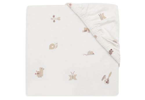 Jollein Spannbettlaken Jersey - Für Wiegen - Animal Friends - 40/50x80/90cm - Spannbettlaken Baumwolle - Spannbetttuch - Oeko-TEX Zertifiziert von Jollein