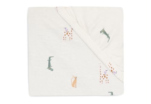 Jollein Spannbettlaken Jersey - Für Wiegen - Jungle Jambo - 40/50x80/90cm - 100% Baumwolle - Spannbetttuch - Oeko-TEX Zertifiziert von Jollein