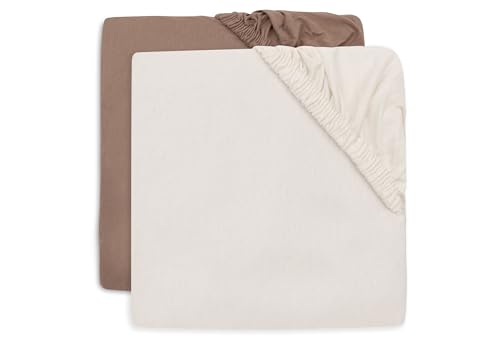 Jollein Spannbettlaken Jersey - Für Wiegen - Milky Coffee/Ivory - 2er Pack - 40/50x80/90cm - Spannbettlaken Baumwolle - Spannbetttuch - Oeko-TEX Zertifiziert von Jollein