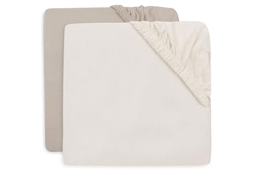 Jollein Spannbettlaken Jersey - Für das Kinderbett - Oatmeal/Sand - 2er Pack - 60x120cm - Spannbettlaken Baumwolle - Spannbetttuch - Oeko-TEX Zertifiziert von Jollein