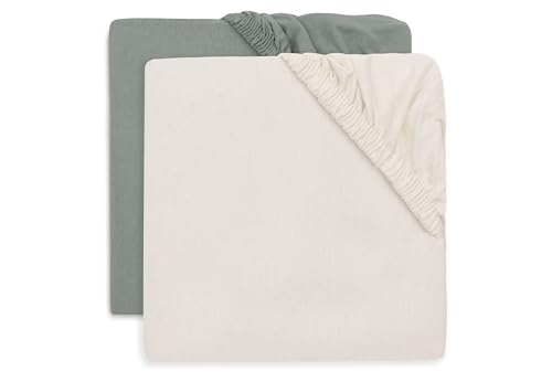 Jollein Spannbettlaken Jersey - Für das Kinderbett - Sea Green/Ivory - 2er Pack - 60x120cm - Spannbettlaken Baumwolle - Spannbetttuch - Oeko-TEX Zertifiziert von Jollein