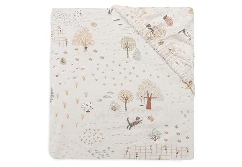Jollein Spannbettlaken Jersey - Für das Kinderbett - Tiny Park - 60x120cm - Spannbettlaken Baumwolle - Spannbetttuch - Oeko-TEX Zertifiziert von Jollein