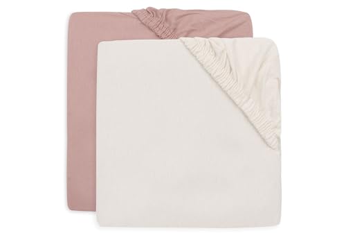 Jollein Spannbettlaken Jersey - Für das Kinderbett - Wild Rose/Ivory - 2er Pack - 60x120cm - Spannbettlaken Baumwolle - Spannbetttuch - Oeko-TEX Zertifiziert von Jollein