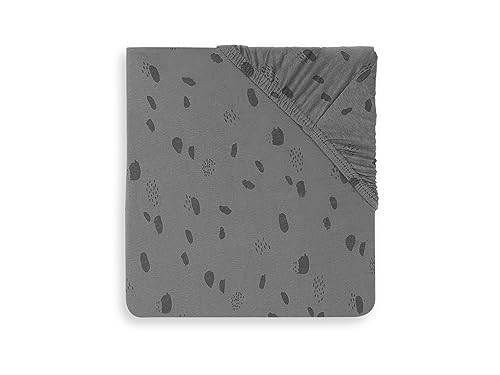 Jollein Spannbettlaken Laufgitter Jersey 75 x 95 cm - Spot - Storm Grey von Jollein