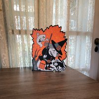 Retro Halloween Dekoration - Hexe Und Katze von JollyJoesCraftShop