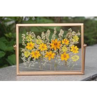 Gepresste Blume Rahmen, Rose Gold Natürliche Gepresste Wohnkultur, Geschenk Für Sie von JollycraftDesign