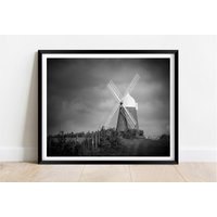 Halnaker Windmühle West Sussex Schwarz/Weiß | Limitierte Auflage Fotografie Kunst Wandkunst Exclusiver Druck Poster Foto von JollyjackprintShack
