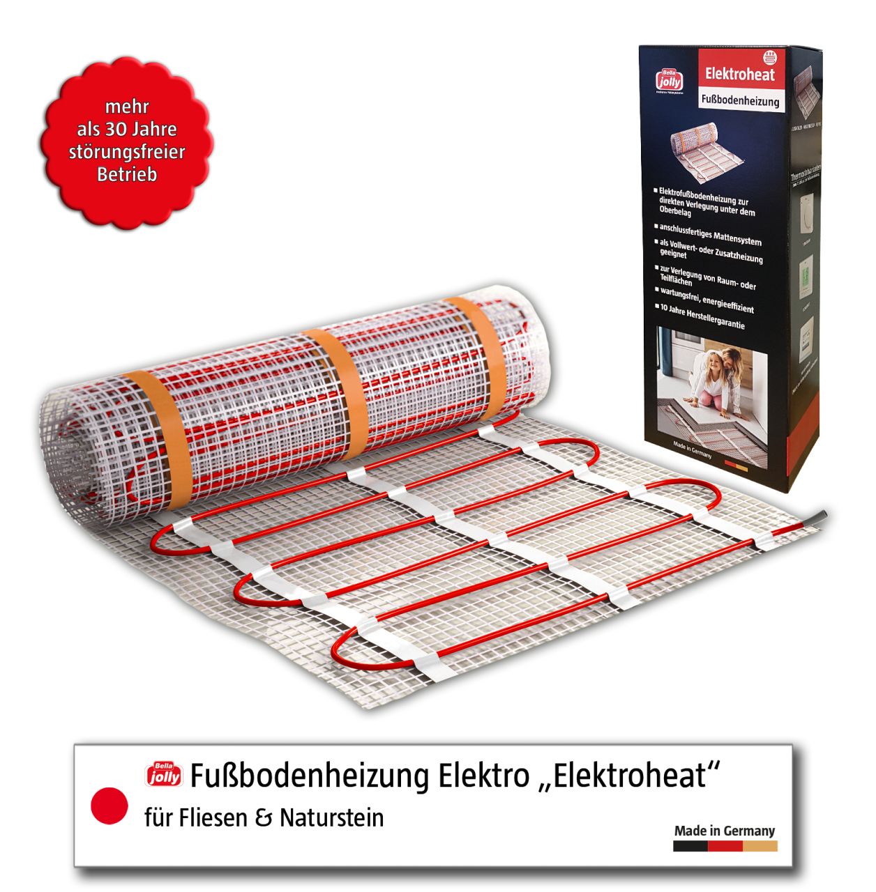 Jollytherm Fußbodenheizung Elektroheat 2m²  300 Watt von Jollytherm