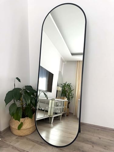 JOLONDO Ganzkörperspiegel Ellipse Standspiegel, 180×60 cm, Schwarz von Jolondo - do it better yourself