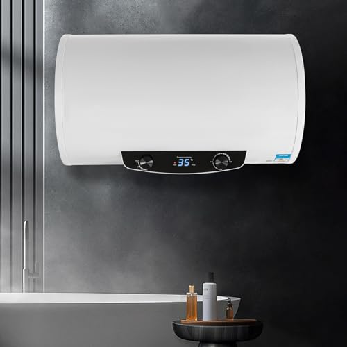 50L/120L Horizontaler elektrischer Speicher, elektrischer Wassertank, 2000 Watt Heizleistung und Thermometer, elektrischer Speicher-Wassererhitzer, Sicherheitsventil, Duschkit. (120L) von Jolre