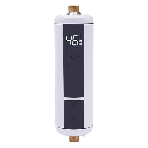 Jolre 3500W Elektrischer Durchlauferhitzer, Tanklose Dusche, Schwarz, Weiß, Modern, Hochwertige Materialien, Hohe Leistungsfähigkeit, Einstellbare Temperatur, Hohe Sicherheit, Arbeit stabil von Jolre