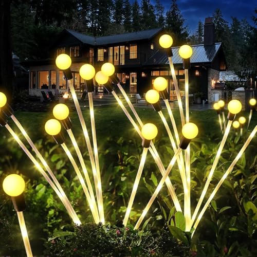 Joltix Solarlampen für Außen Garten, 32 LED Solar Glühwürmchen Lampen, 4 Stück Wasserdicht Glühwürmchen Gartenlichter, Garten Lichter Für Garten, Blumenbeet, Hof, Terrasse, Strauchwerk, Dekorative. von Joltix